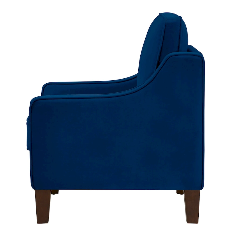 Modern Velvet Upholstered Armchair with Wooden Legs