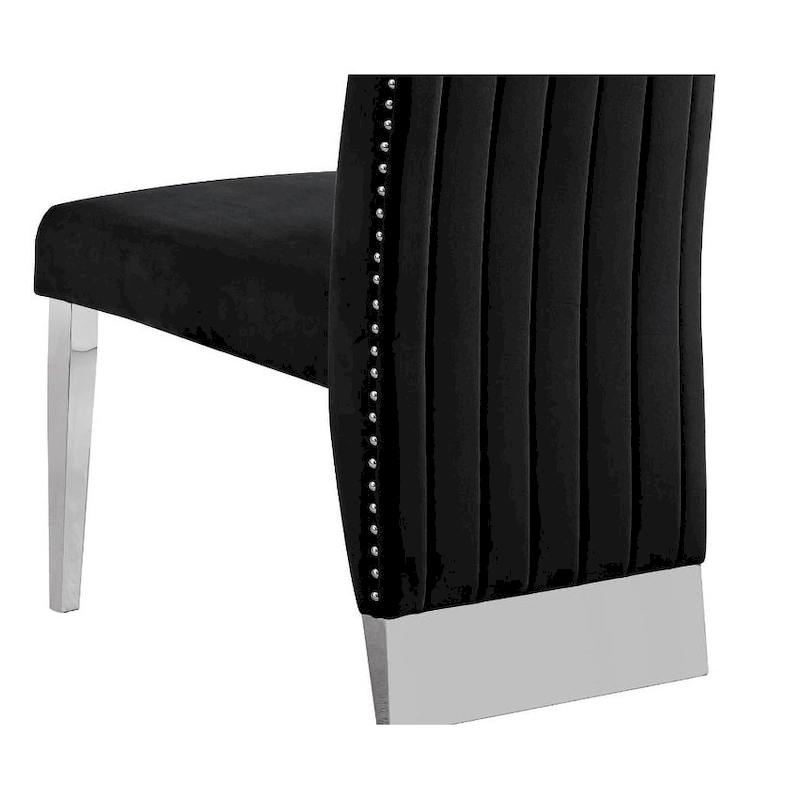 Best Quality Furniture Dining Chair includes Pleated Back, Nailhead-Trimmed, Chrome-Legged Chair (Set of 2)