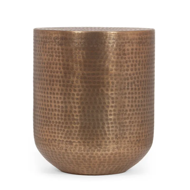 Ladd Handcrafted Boho Aluminum Drum Side Table by Christopher Knight Home - 15.00   L x 15.00   W x 17.50   H