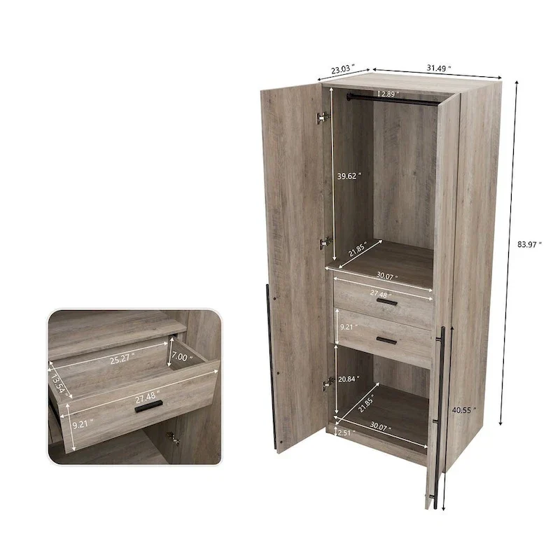 Freestanding Wardrobe Closet Armoire