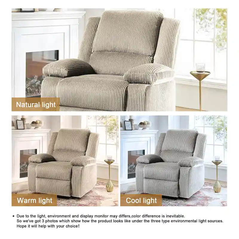 Vegan Leather Upholstered Push Back Manual Recliner Chair