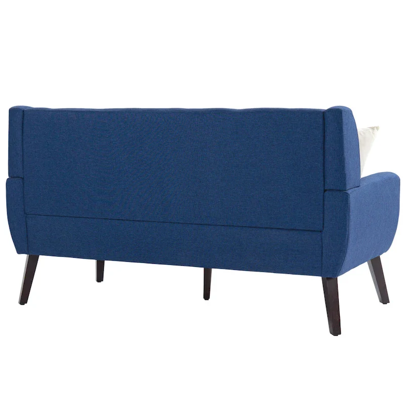 Modern Curved 63 Button Tufted Upholstered Loveseat with 2 Pillows