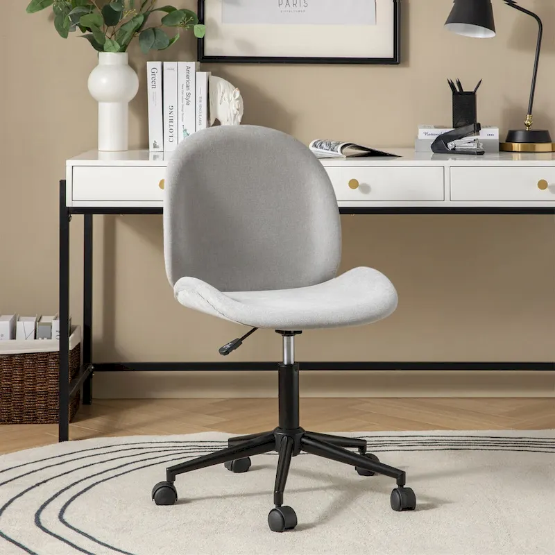 Ines Modern 0ffice Chair 360Whirling Armless With Metal Base by HULALA HOME