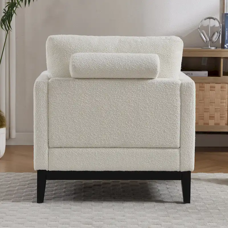 35.4W Modern Reading Chair,Upholstered Accent Chair with Pillows and Wood Legs