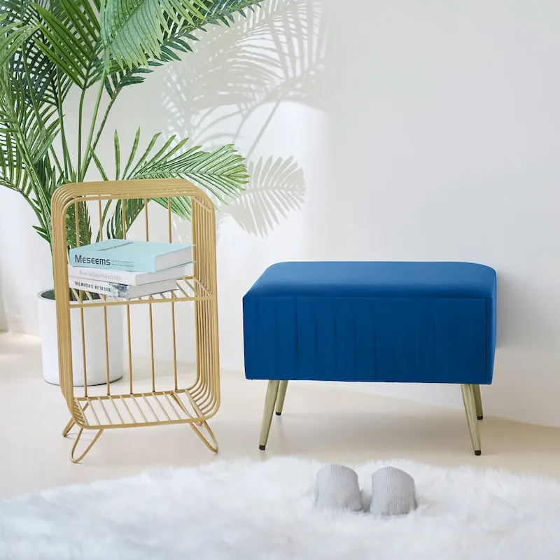 24 Modern Upholstered Entryway Bench with Padded Velvet Seat