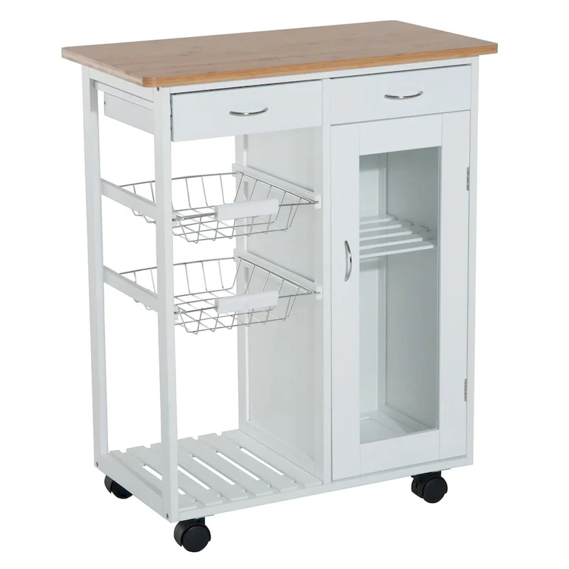 28 White Rolling Kitchen Trolley Serving Cart