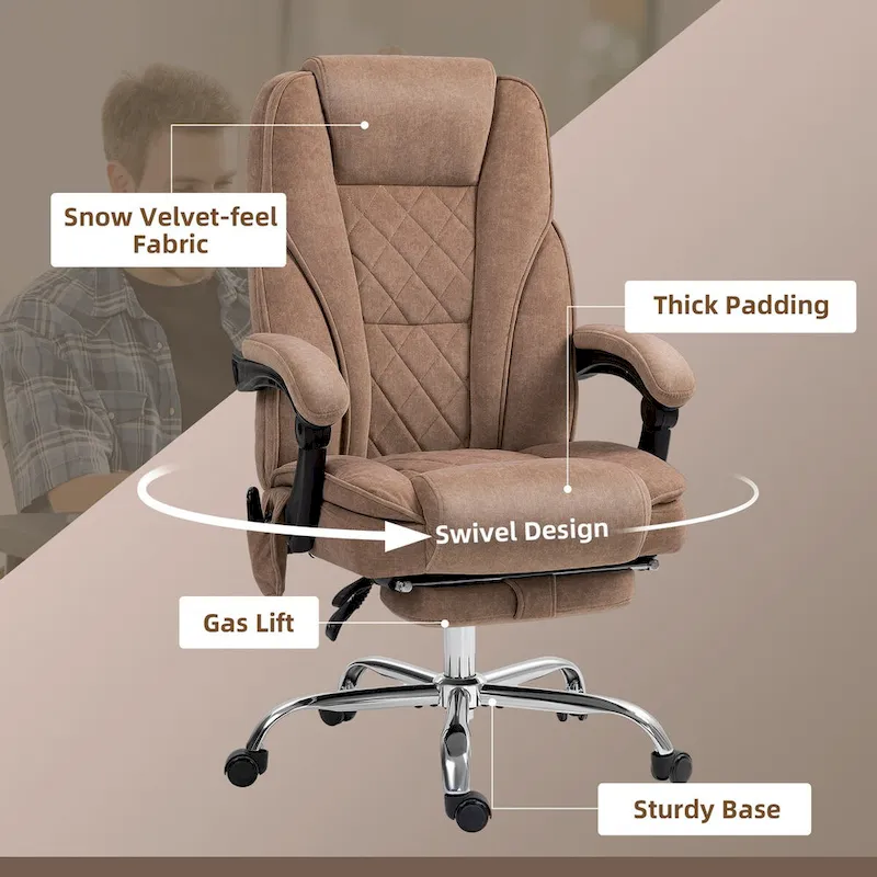 Vinsetto Massage Office Chair with 6 Vibration Points, Heated Reclining Computer Chair, Swivel Desk Chair