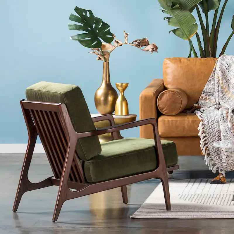 Poly & Bark Verity 25 Fabric Lounge Chair - Solid Wood Frame