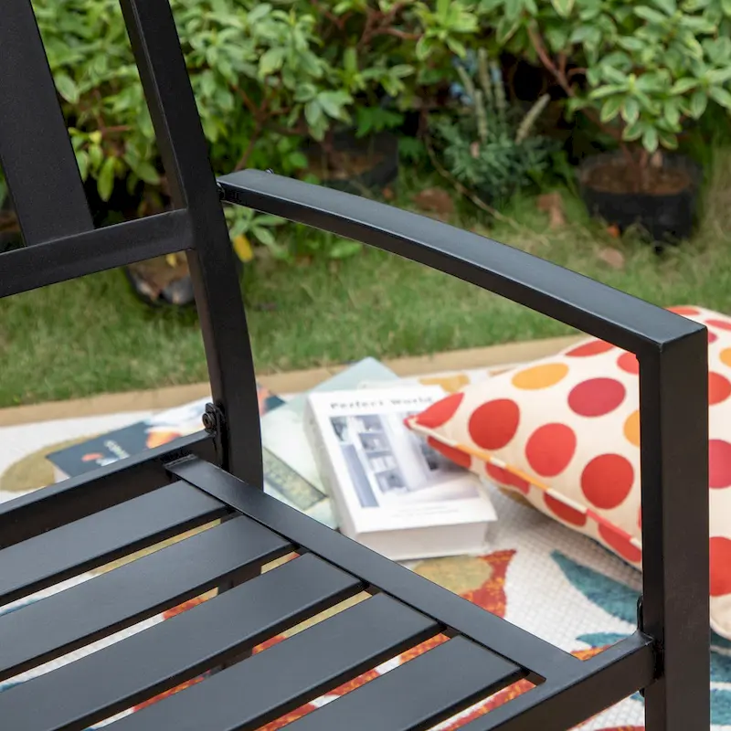 MAISON ARTS 5-piece Faux Wood Table and Metal Stackable Chairs Patio Set - 5-Pieces Sets