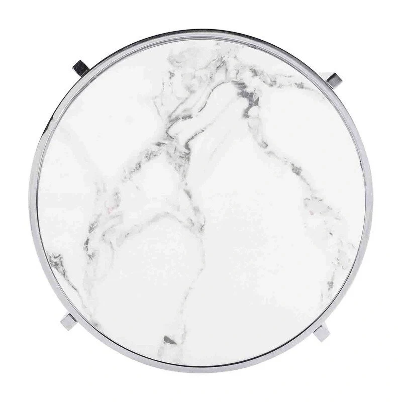 Grondin 20.67 Round End Table with Sintered Stone Table Top and Metal Frame, Modern Style Side Table with Non-Slip Foot Pads