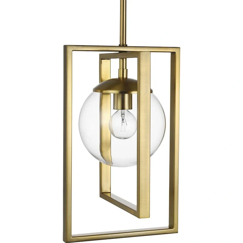 Atwell Collection One-Light Brushed Bronze Clear Glass Luxe Pendant Light - 11.500  x 16.000  x 10.500