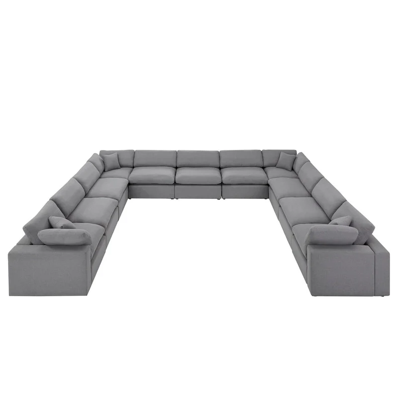 Anka Grey Linen Down Filled Cushioned 11-Seat Sectional Sofa by iNSPIRE Q Modern