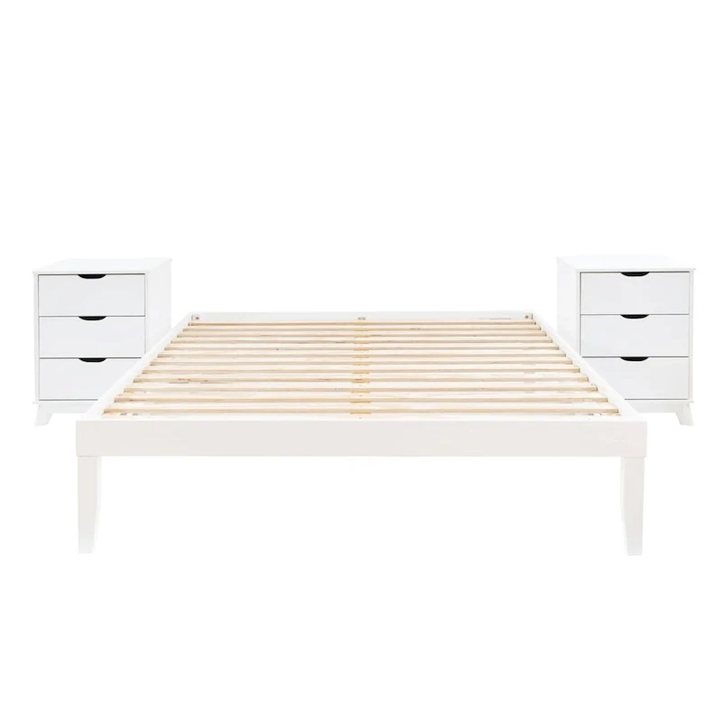 Purcell Bedroom 3-Piece Set with 3-Drawer Nightstands (Set of 2)