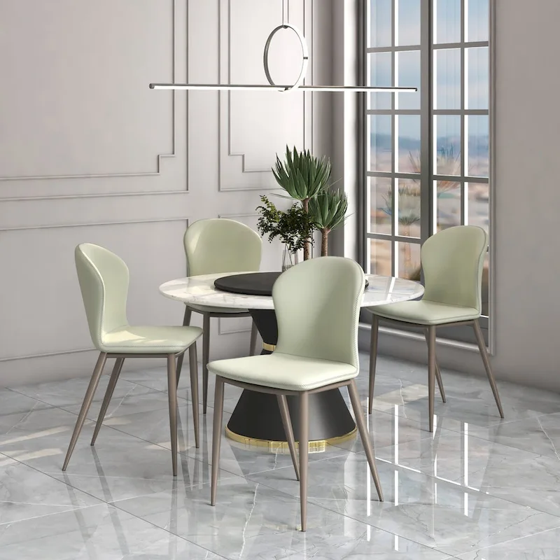 Modern Upholstered Fabric Dining Chair with Metal Legs, Mosaic Style Kitchen Side Chair