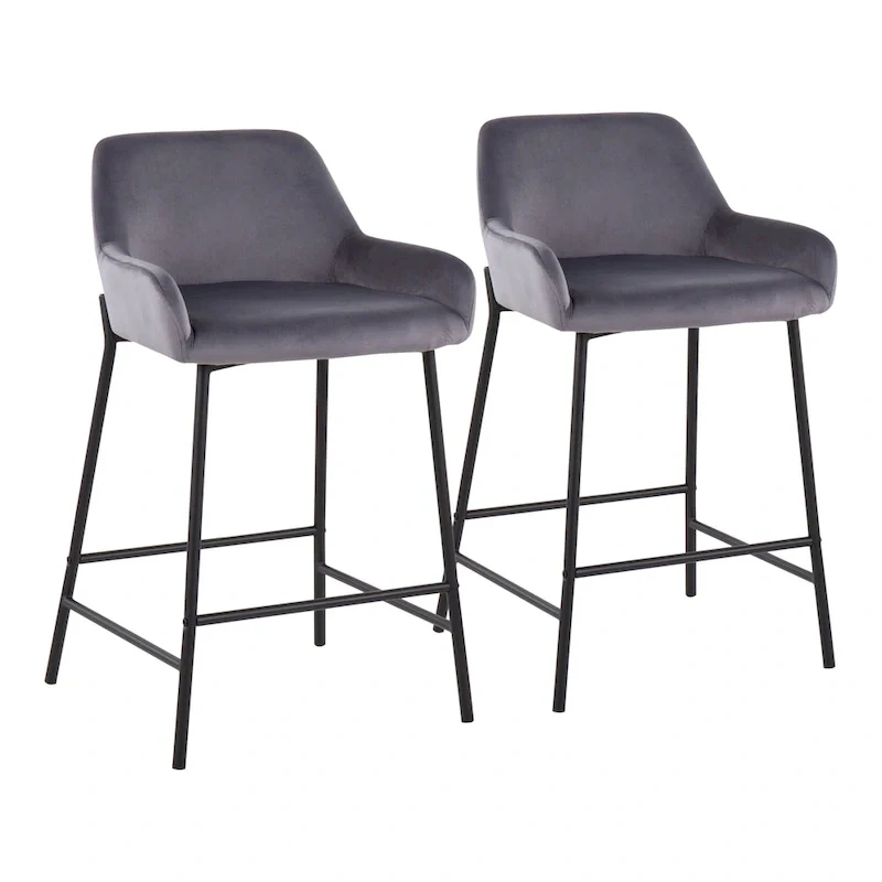 Galotti Black Fixed-Height Upholstered Counter Stool - Set of 2
