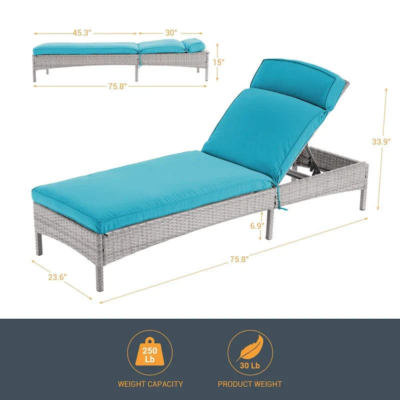 LIVOOSUN Patio Chair Rattan Single Lounge Water-Repellent Cushion