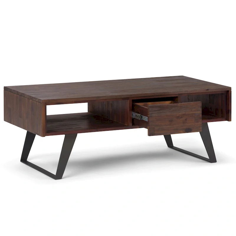 WYNDENHALL Mitchell SOLID WOOD & Metal 48 inch Wide Rectangle Modern Coffee Table - 48 W x 22 D x 18 H