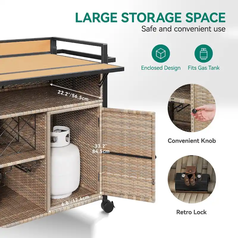 54.3 Wicker Bar Cart