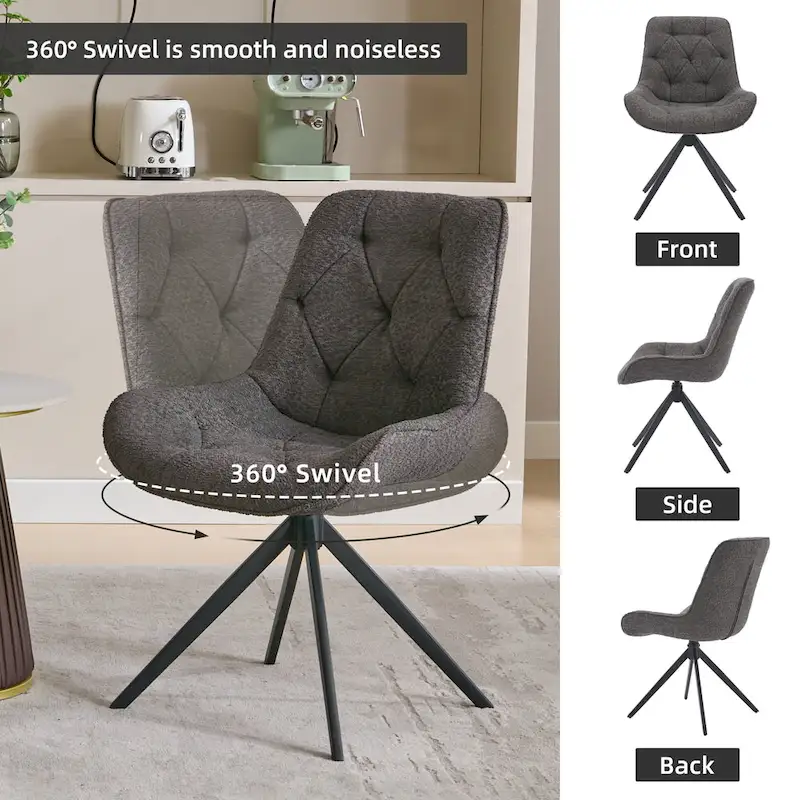 XINMICS Swivel Dining Chairs, Boucle Upholstered Accent Chairs Living Room Chairs Desk Office Arm Chair