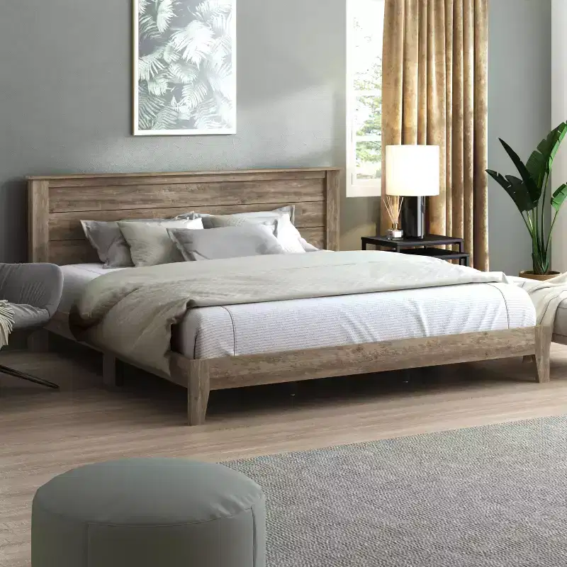 Galano King Tiena Lencia Bed with Headboard  Knotty Oak