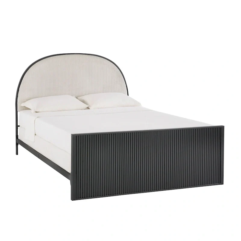 Choteau Black Finish Metal Gray Fabric Queen Bed by iNSPIRE Q Modern