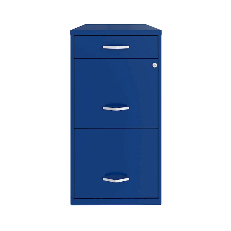 Space Solutions 18 Deep 3 Drawer Metal File Cabinet, Classic Blue
