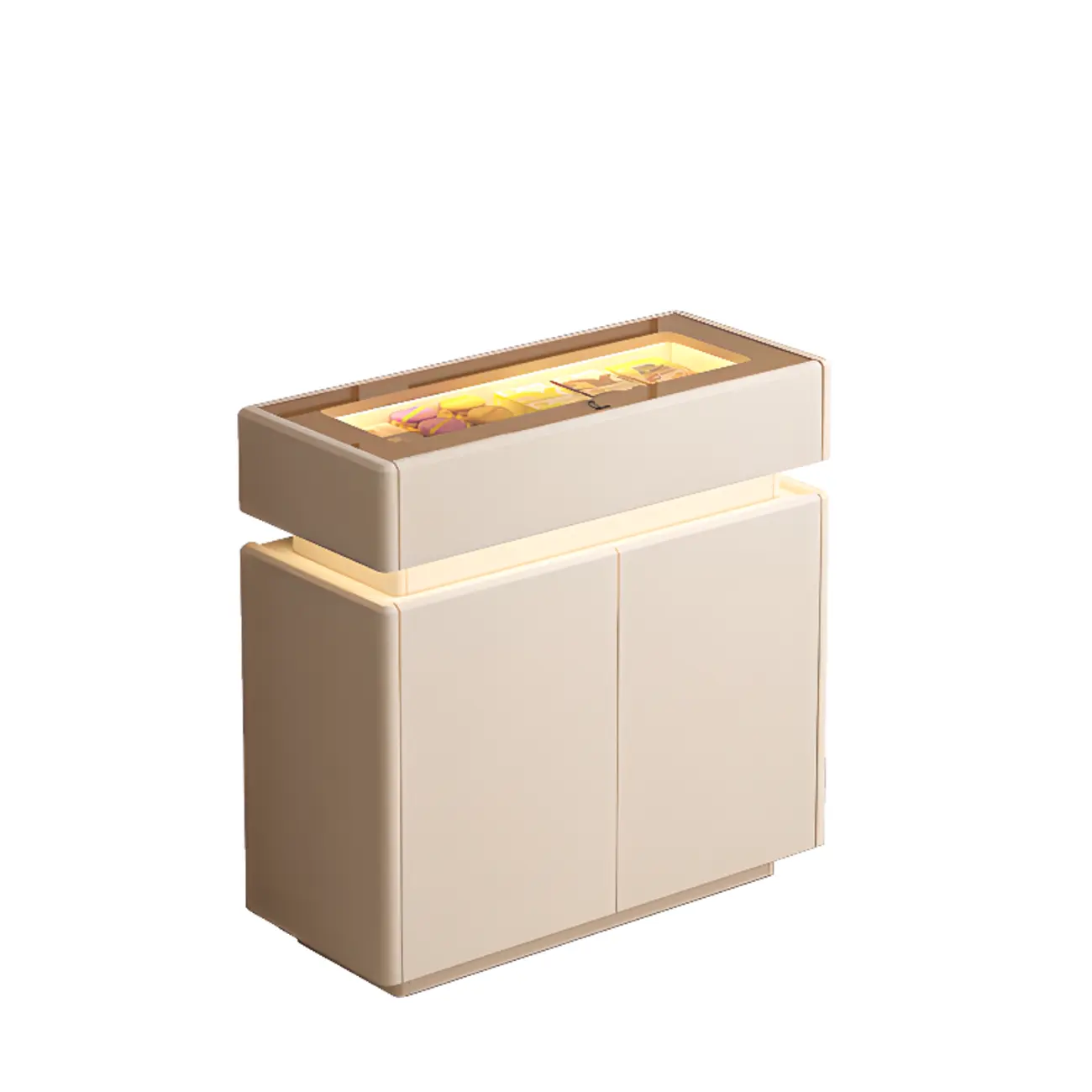 LED Light Wooden Glass Black Sideboard with Drawers Shelves