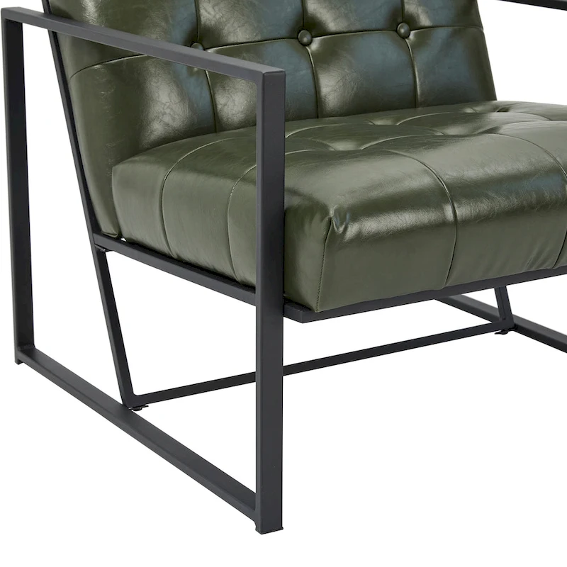 Glitzhome Set of 2 29.25W Mid-Century PU Leather Tufted Accent Chairs