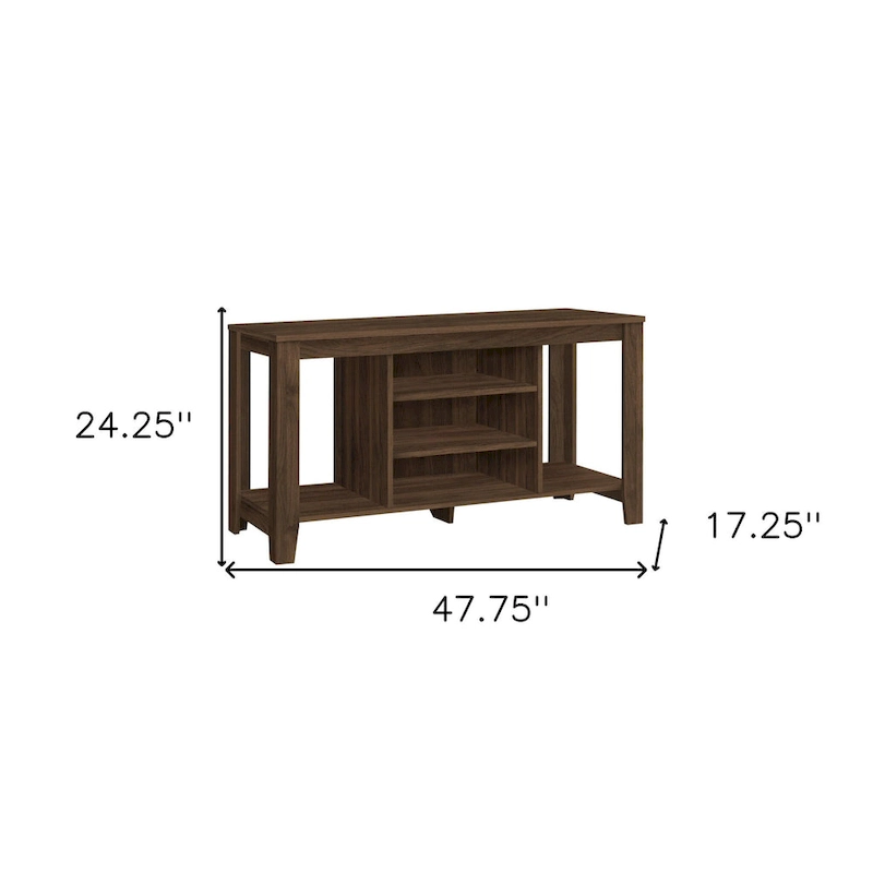 HomeRoots 48 Brown Wood Open Shelving TV Stand - 47.75' X '24.25' X '17.25