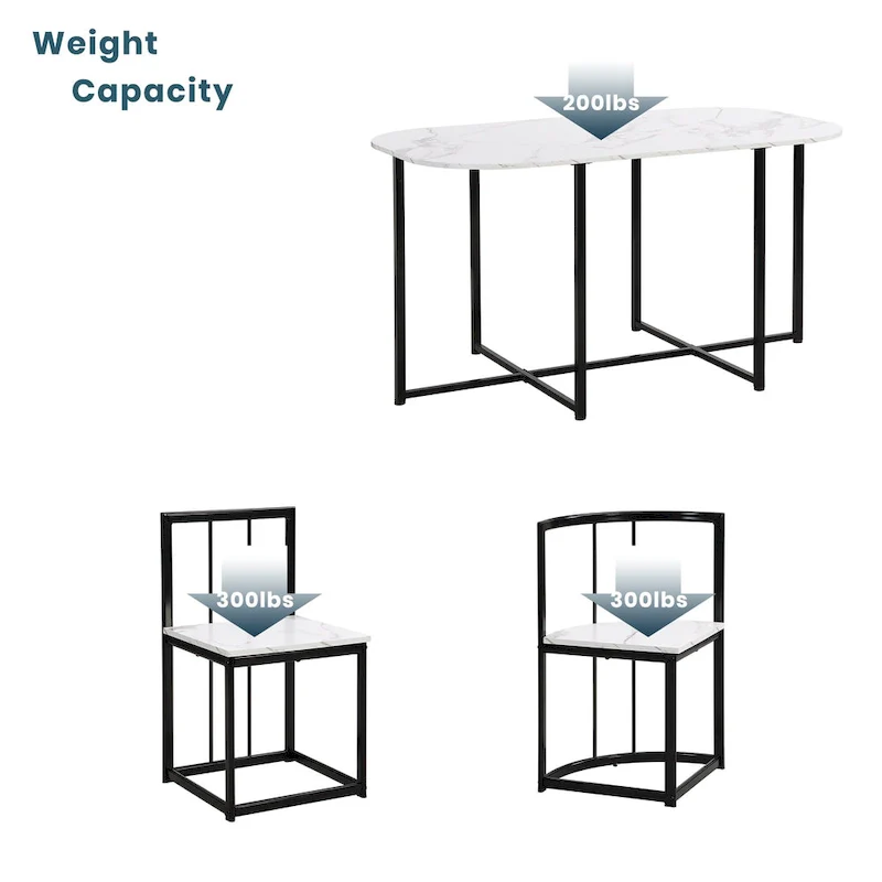 Modern 7-Piece Metal Frame Dining Table Set with Half-Round Table & 6 Chairs