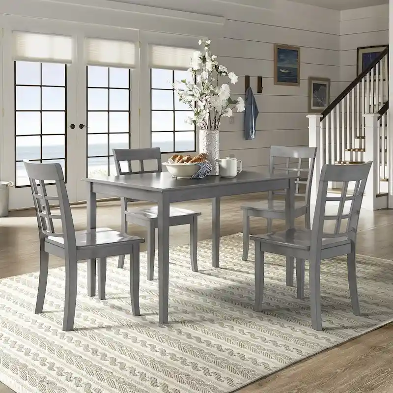 Wilmington II 48-Inch Rectangular Antique Grey 5-Piece Dining Set by iNSPIRE Q Classic