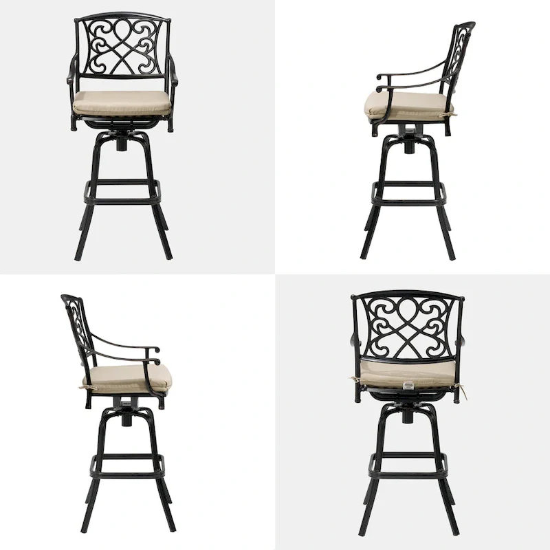 Pellebant Patio Aluminum Swivel Bar Stool with Sunbrella Cushion
