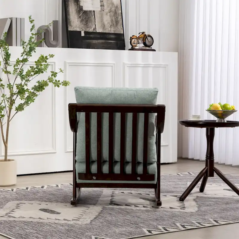 Woven Fabric Upholstered Modern Rocking Chair with Solid Wood Frame