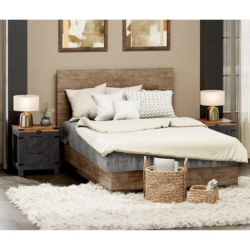 WAMPAT Lift Top End Table,Nightstand with Rustic Lock