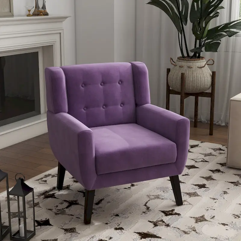 Velvet Accent Chair Living Room Upholstered Armchair