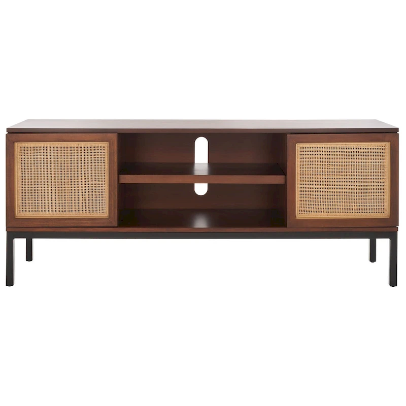 SAFAVIEH Cristen 1 Shelf Rattan Media Stand - 54 W x 15 D x 22 H - 54Wx15Dx22H