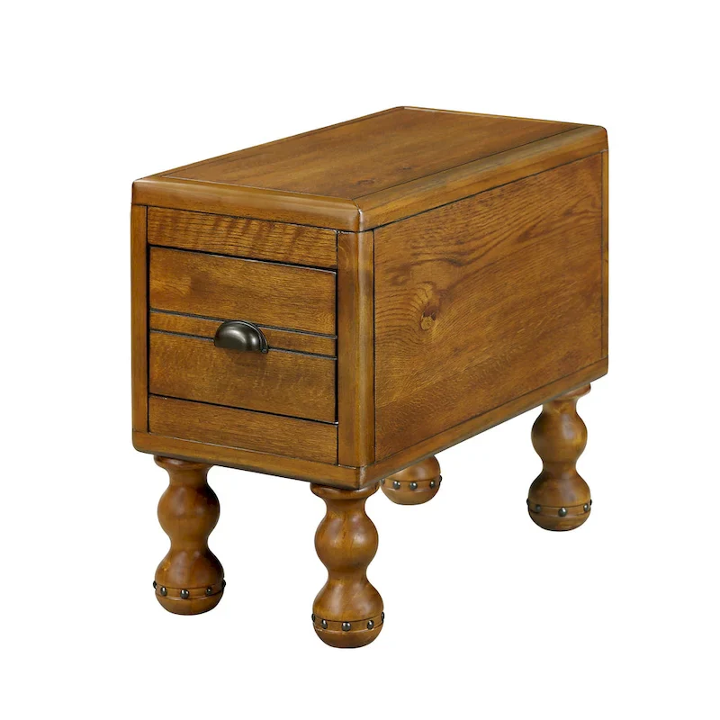 Solid Wood End Table with Drawer, 23.6 inch Narrow Side Table for Small Spaces