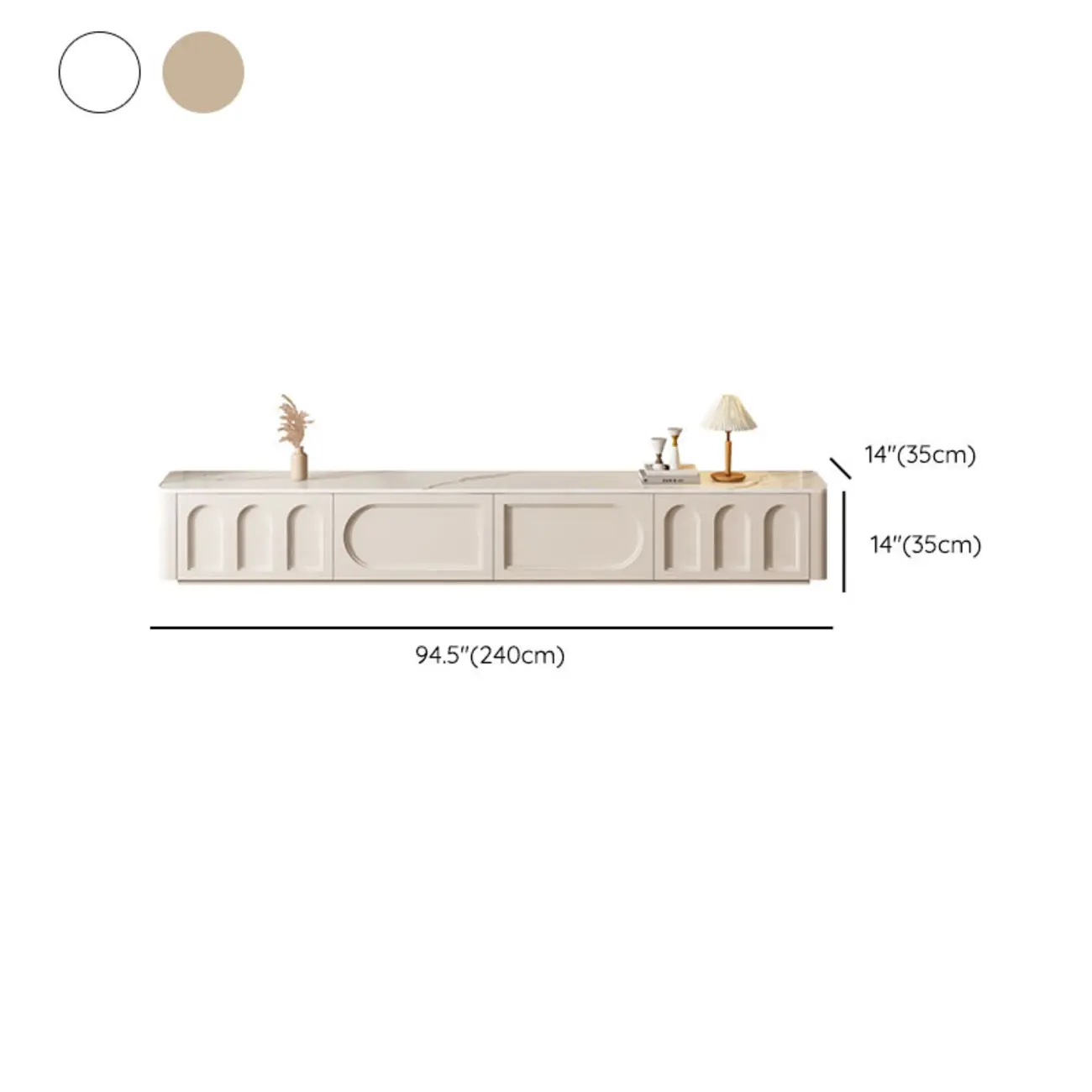 White Modern Long Wooden TV Stand with Drawers