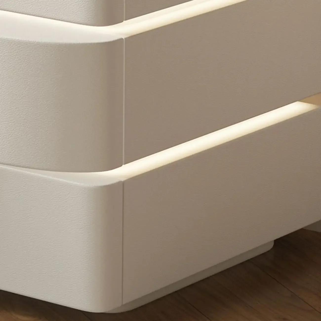 Modern White Waved Wood 3-Drawer Nightstand
