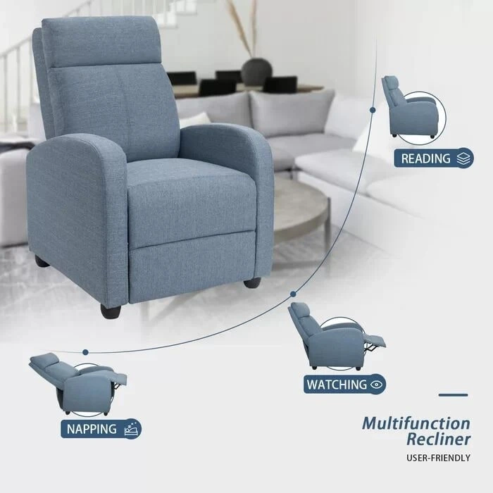 Homall Recliner Chair Fabric Single Living Room Sofa Recliner