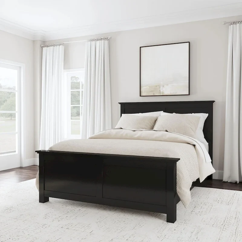Homestyles Oak Park Black Wood Queen Bed