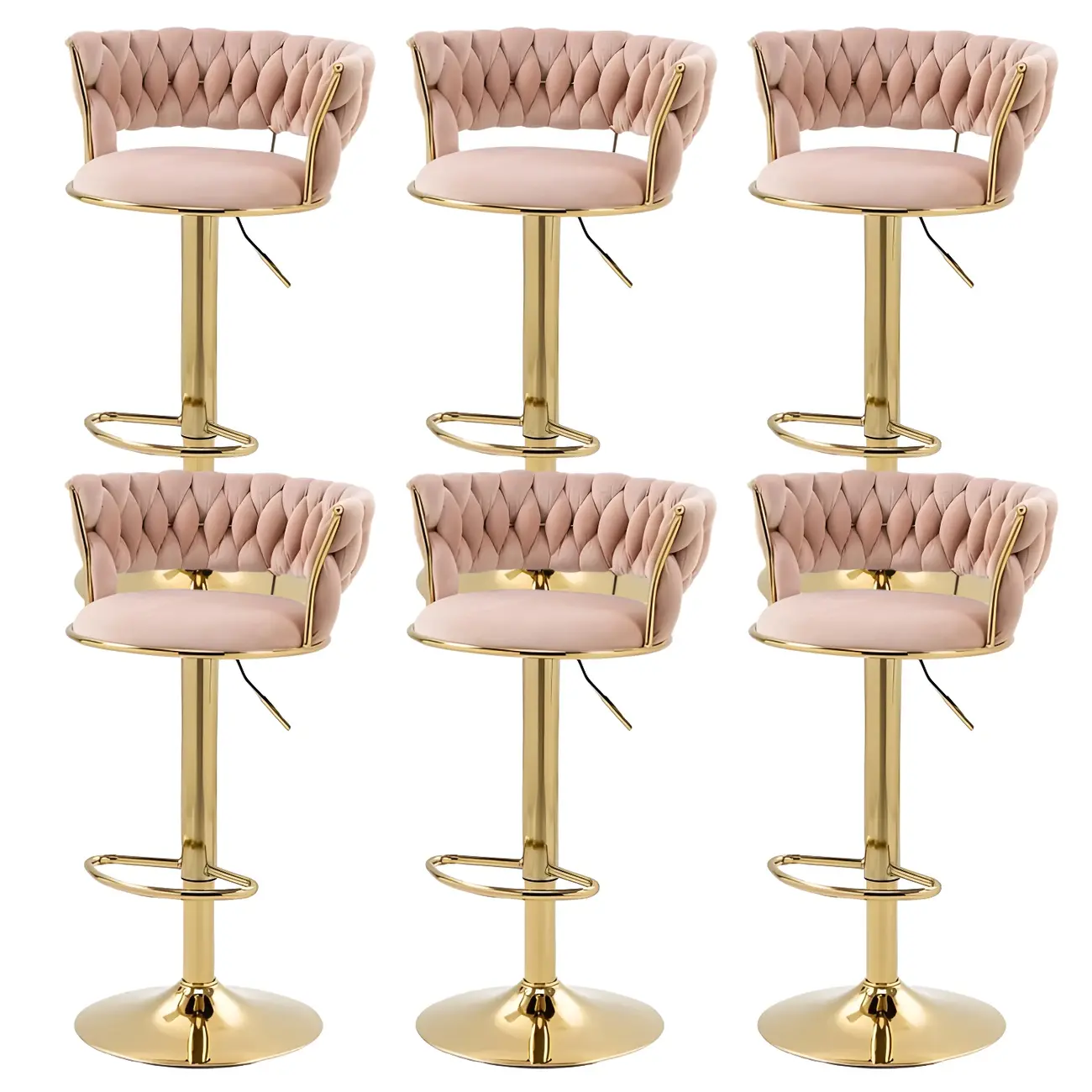 Gold Base Low Back Adjustable Swivel Bar Stool