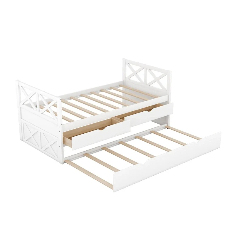 White Pine Twin Daybed with Drawers and Trundle