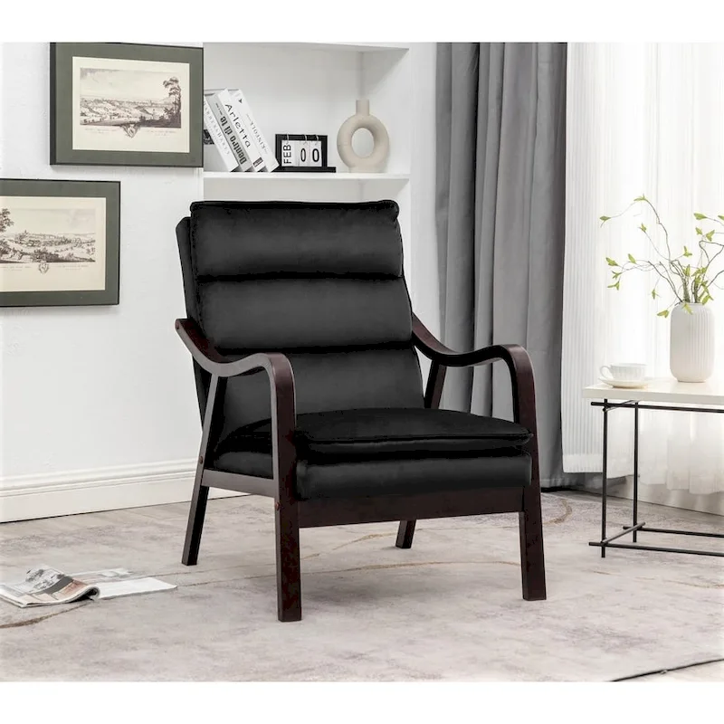 Clovis 24.8 Wide Mid-Century Modern Velvet Armchair