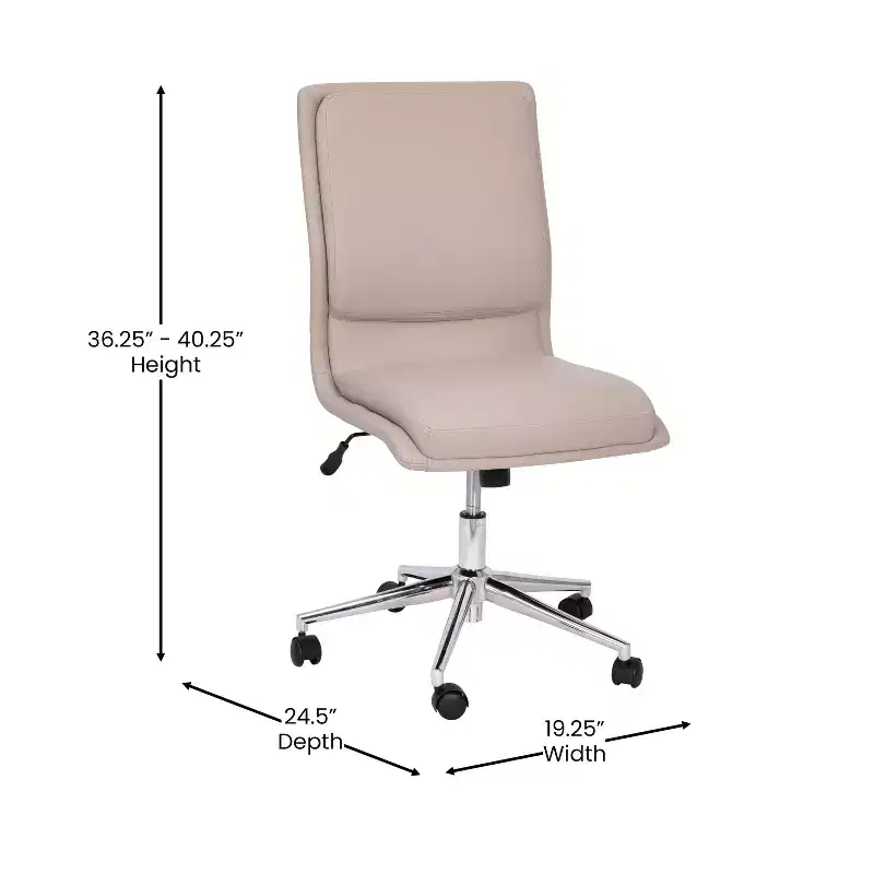 Emma and Oliver Modern Faux Leather Upholstered Mid-Back Home Office Chair with 5 Star Base and Pneumatic Seat Height Adjustment