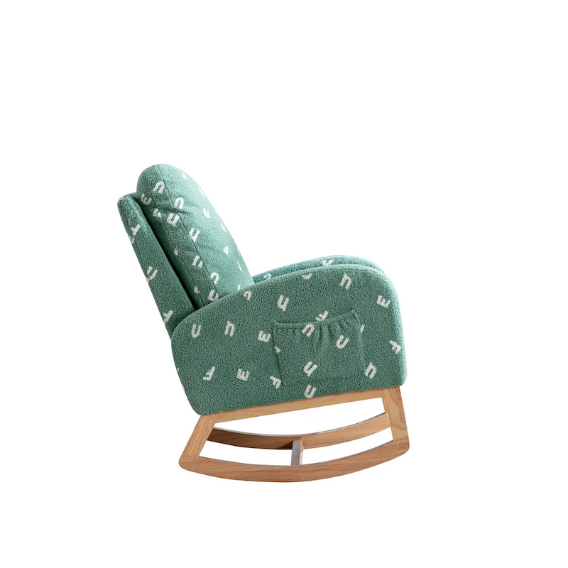 26.8 Upholstered High Back Rocking Chair with Side Pocket