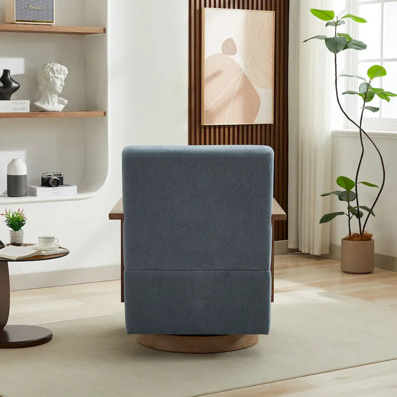 30.31 Linen Blend Upholstered 360 Swivel Accent Chair