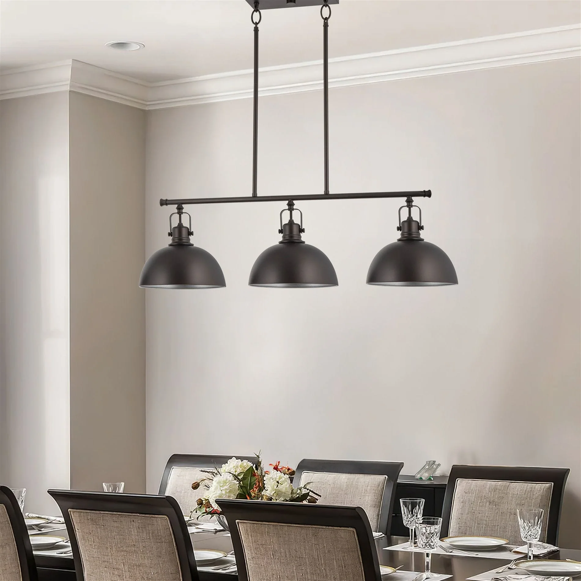 Belle 34 3-Light Modern Industrial Kitchen Island Light