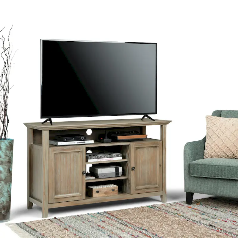 54-Inch Wide Solid Wood Transitional-Style Tv Stand — 54