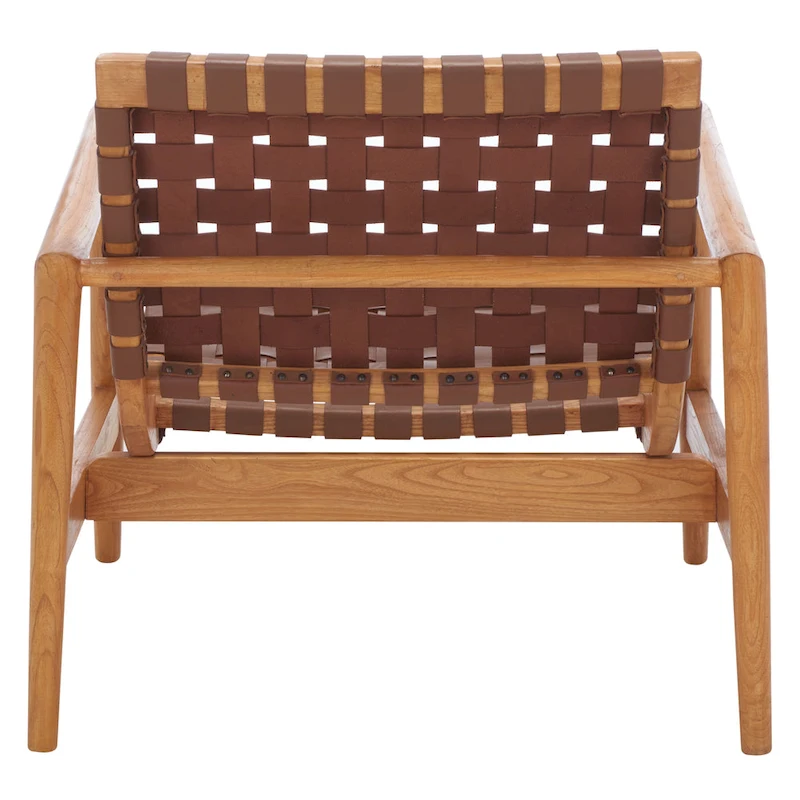 SAFAVIEH Vena Leather Woven Accent Chair - 30 W x 28 D x 28 H - 30Wx28Dx28H